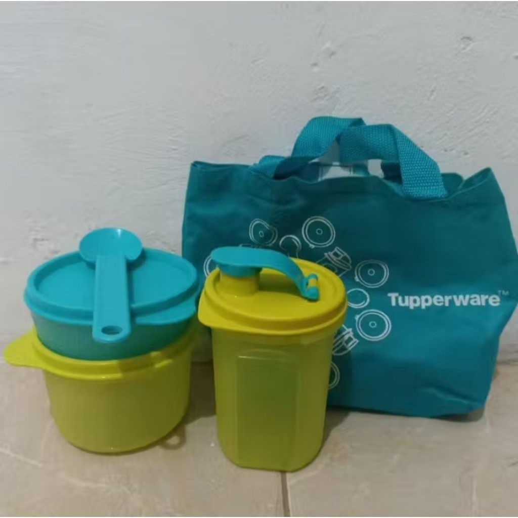Tupperware festive set bekal warna tosca