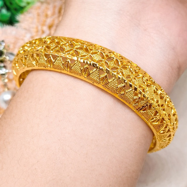 Perhiasan Gelang Tangan Bangle Dubai Mewah Elegan Warna Emas24K