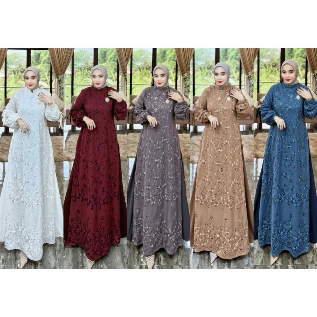 GAMIS PUTRI CERUTY BRUKAT | CRESPO BORDIR | MARBLE ORGANZA PREMIUM