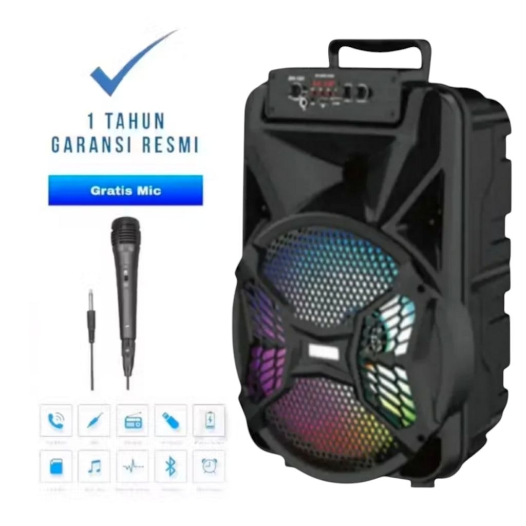 COD Speaker Bluetooth Karaoke Ukuran Besar Gratis Mic 7801 Extra Full Bass/Salon Spiker Aktif Bluoto