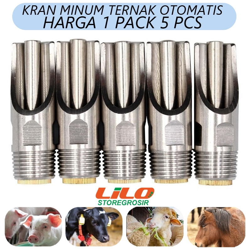 5 Pcs Keran Nepel Dot Minum Otomatis Hewan Ternak Domba Babi STAINLESS Steel Pack GROSIR L257