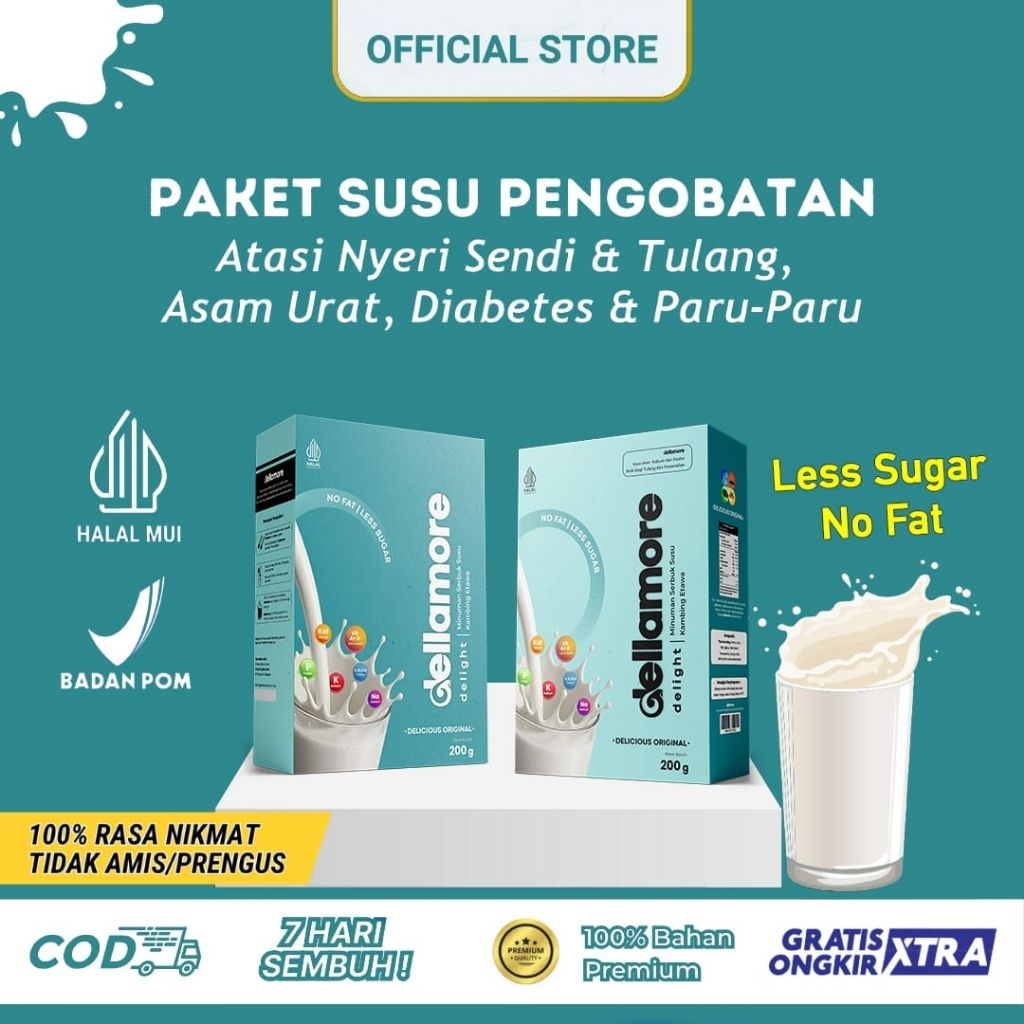 1 Box Dellamore (Dellicia and More) | Susu Untuk Tulang & Sendi, Asam Urat, Diabetes dan Paru-Paru