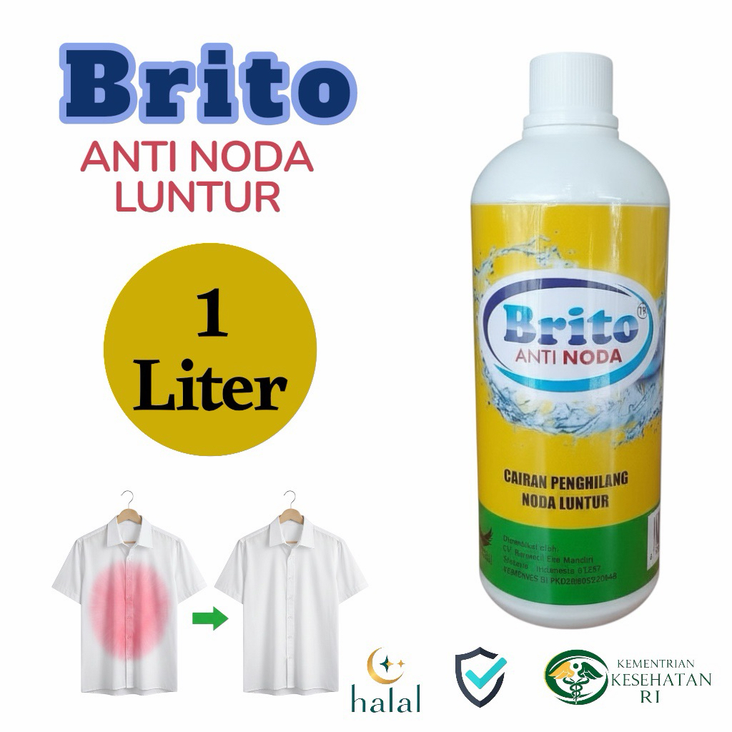 Anti Noda Brito 1L Luntur - Cairan Penghilang Noda Luntur Pada Pakaian