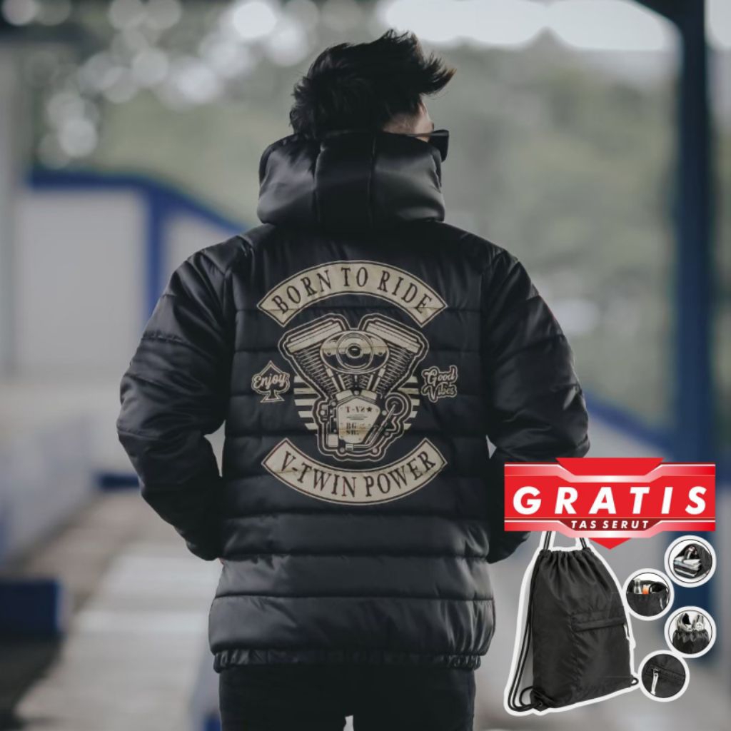 JAKET PUFFER GELEMBUNG HITAM JAKET OUTDOOR PUFFER KEMBUNG