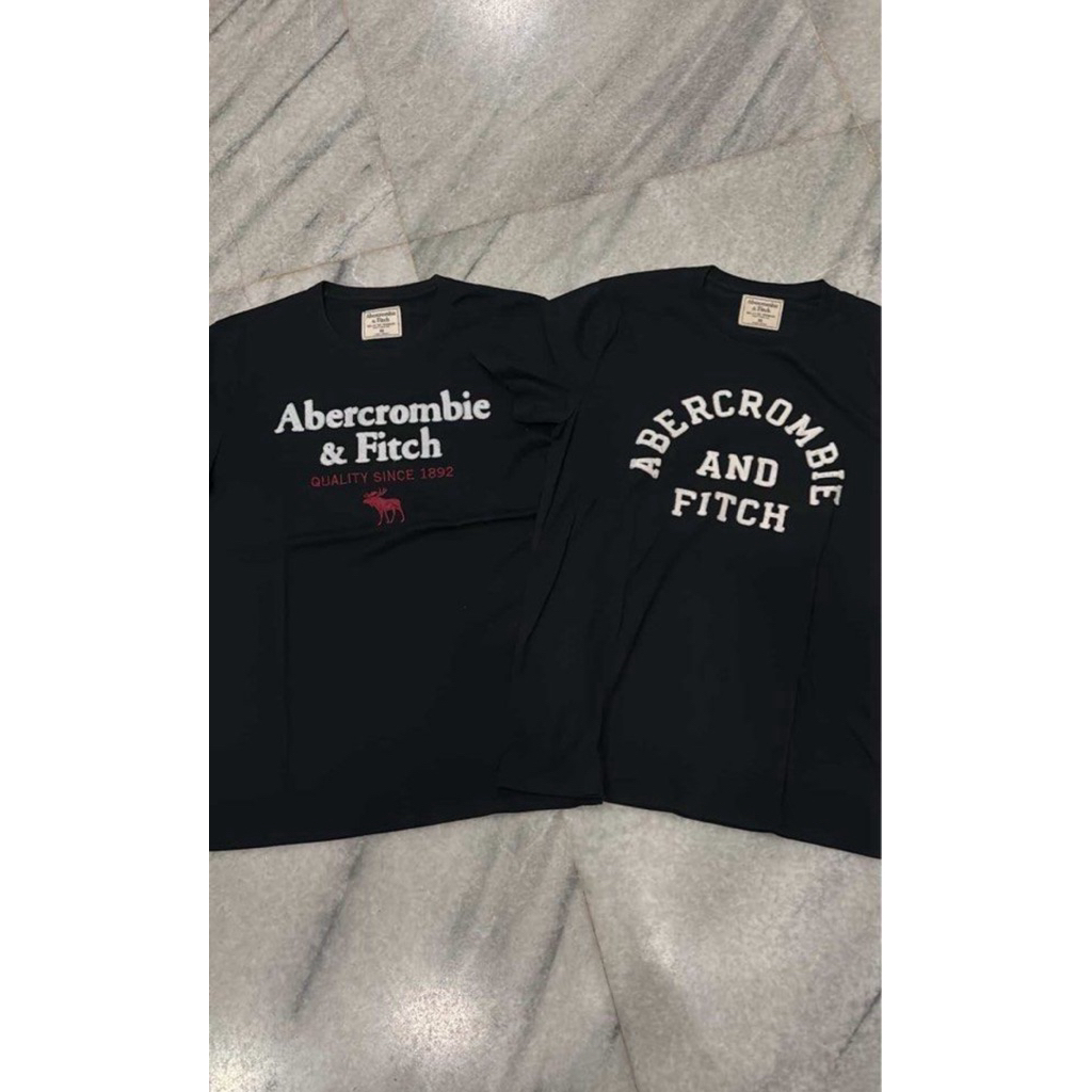 abercrombie abercrombie&fitch top kaos basic hitam navy XS