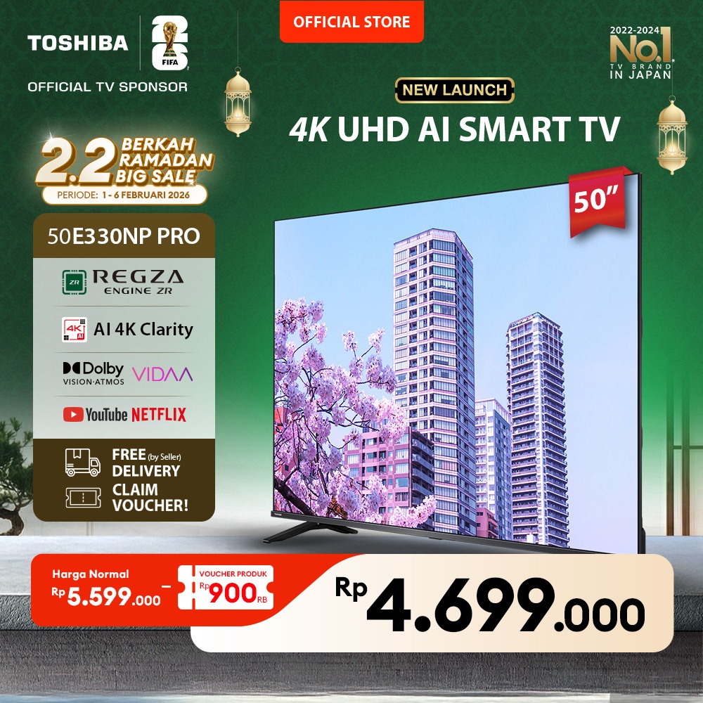 [KHUSUS ONLINE] Toshiba TV 50" 4K UHD Smart TV PRO - Regza ZR Dolby Vision Atmos HDR10+ MEMC VRR ALL