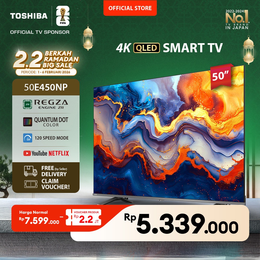 [KHUSUS ONLINE] Toshiba TV 50" 4K UHD Smart TV - Regza ZR Quantum Dot QLED Dolby Vision Atmos HDR10+