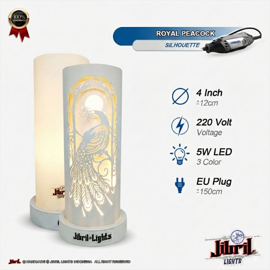 Jibril Lights Lampu Hias Meja Siluet Burung Merak