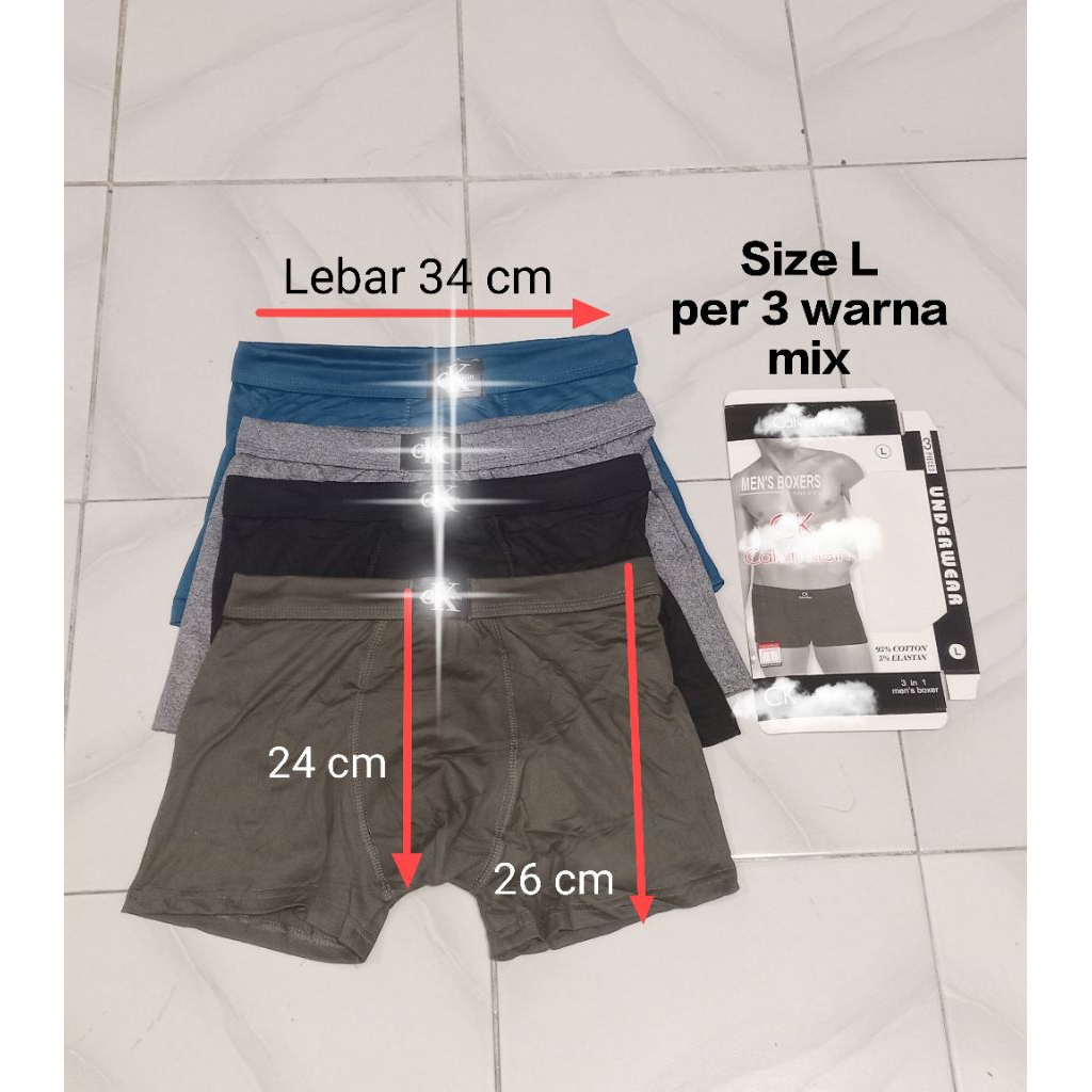 Celana Dalam Boxer Pria CK Murah size L isi 3 pcs
