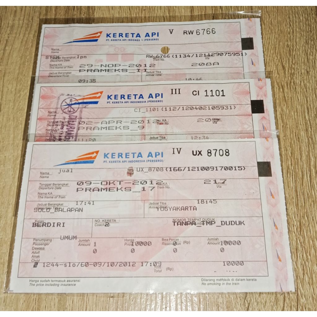 Tiket Kereta Api Lawas (Koleksi)