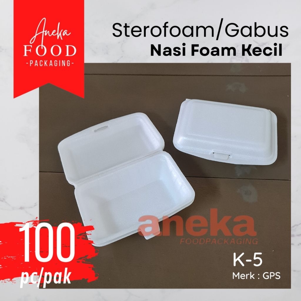 100pc- GOJEK- Foam GPS K-5 bakmi bubur styrofoam/sterofoam/gabus nasi/kotak nasi foam