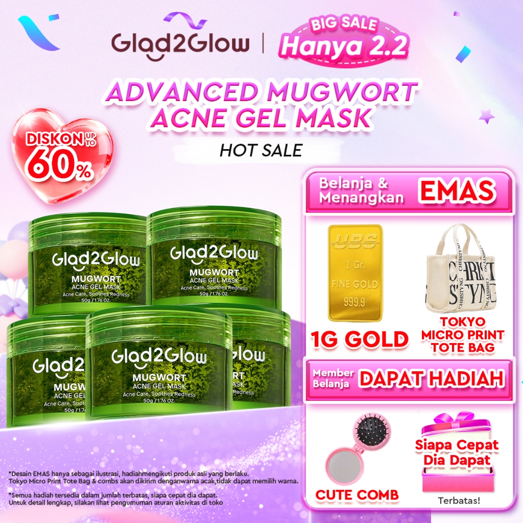 [Hemat 5PCS]Glad2Glow Clay Stick&Face Mask Complete Series-Pomegranate Brightening/Mugwort Salicylic