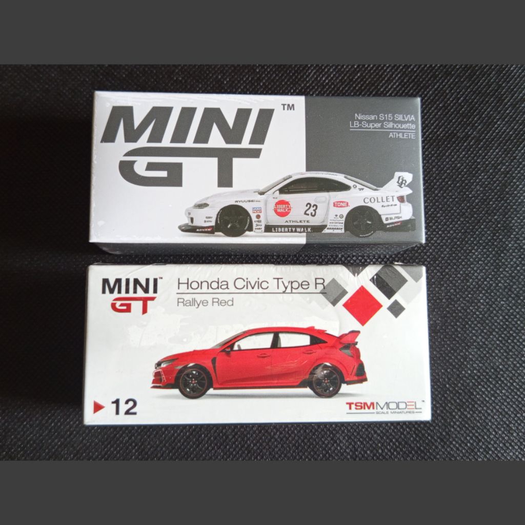 Paket Mini GT Nissan Silvia S15 LBWK Athlete + Honda Civic Type R Rallye Red