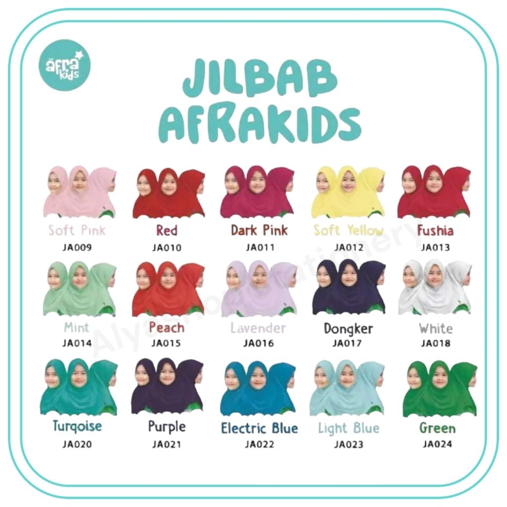 Jilbab Basic Anak Afrakids Original Umur 2-4 tahun