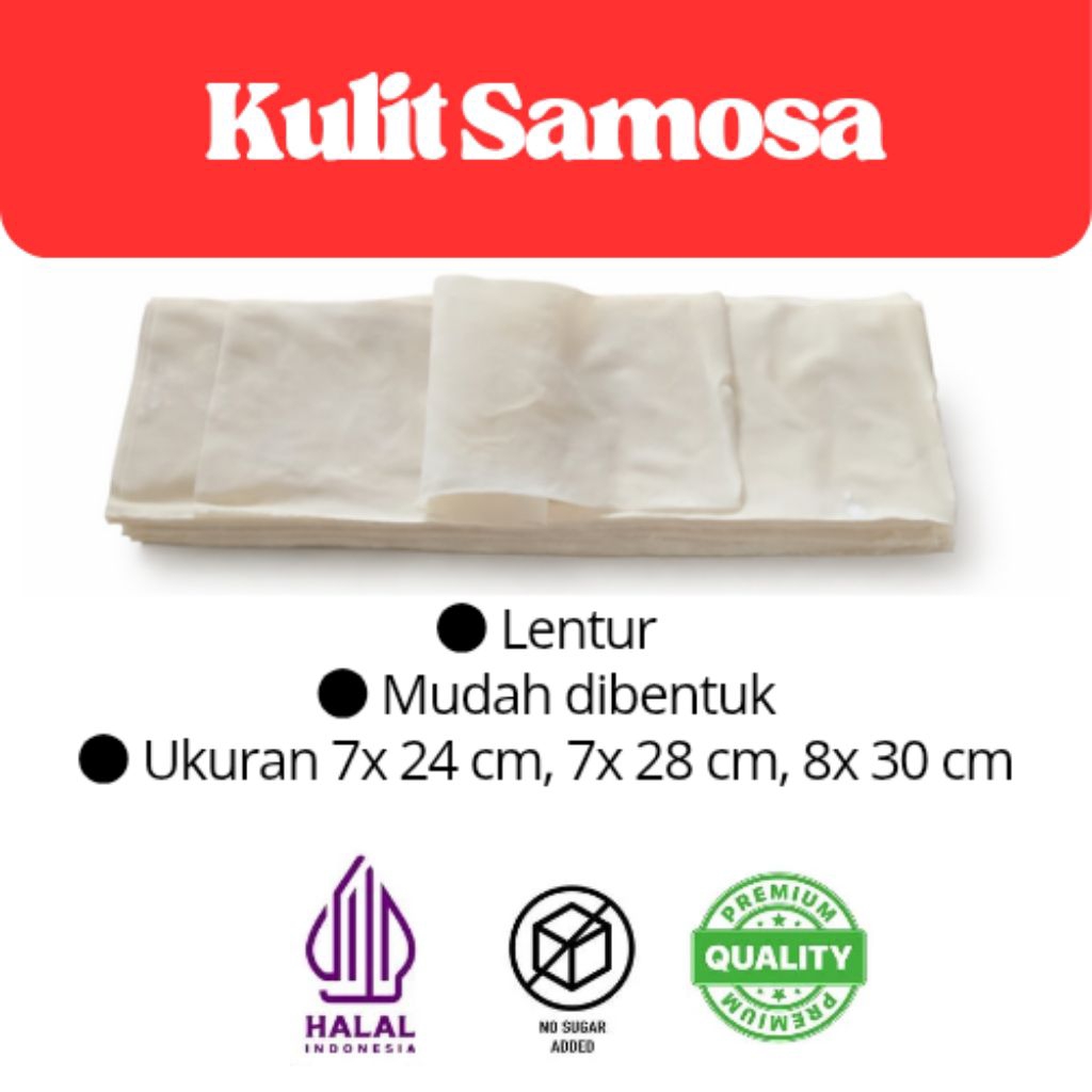 Kulit Samosa isi 50 lembar|Kulit Sambosa|Samosa 7x24 cm|Samosa 7x28 cm|Samosa 8x30cm