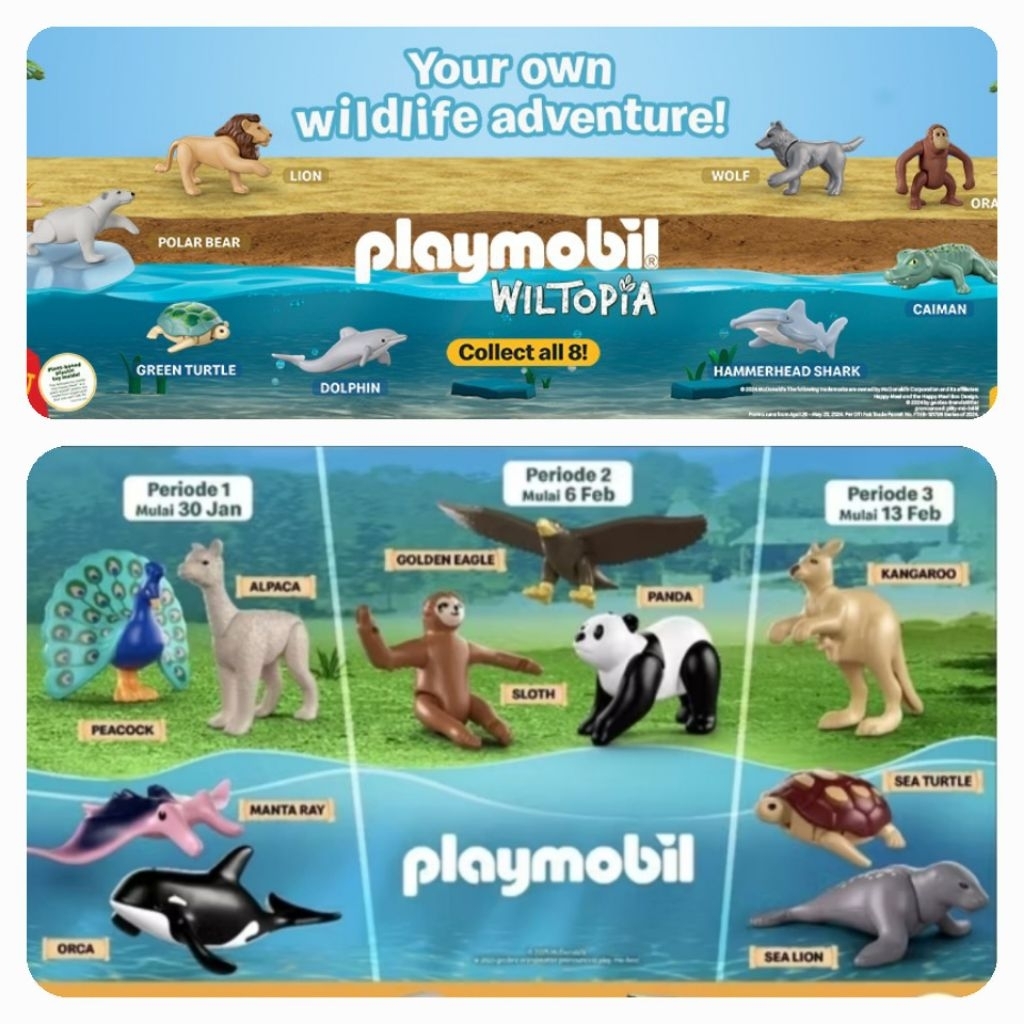 Mainan Anak Wiltopia Playmobil Aneka Hewan Binatang Animal Hadiah Happy Meal Meals McD McDonald Toy 