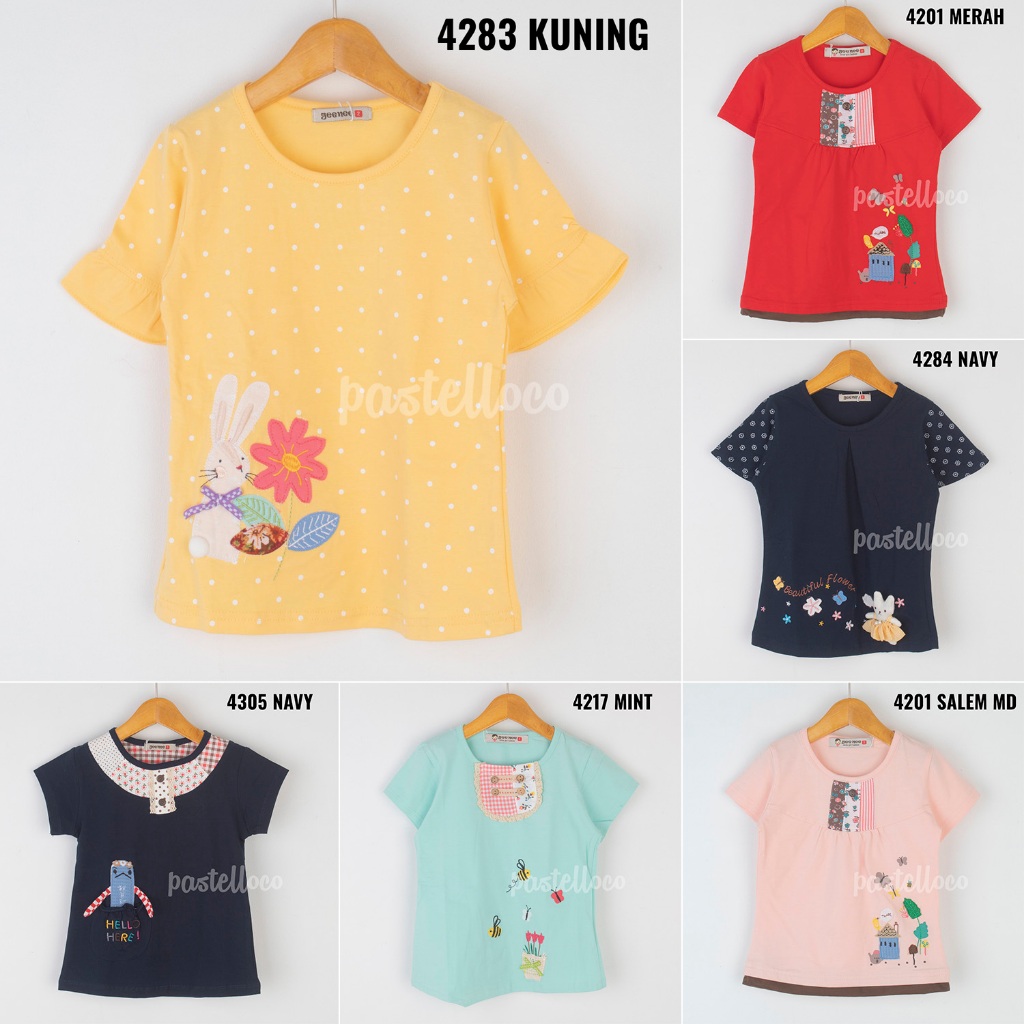 4-6 Geenee Kaos Anak Perempuan Lengan Pendek Atasan Anak Cewe 4158