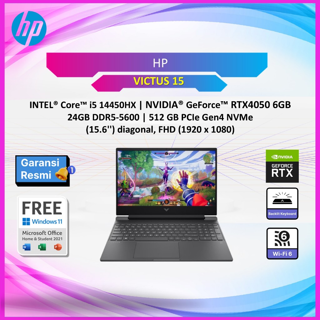 LAPTOP HP VICTUS 15 I5 14450HX RTX4050 6GB/ 24GB 512GB 15.6FHD 144HZ