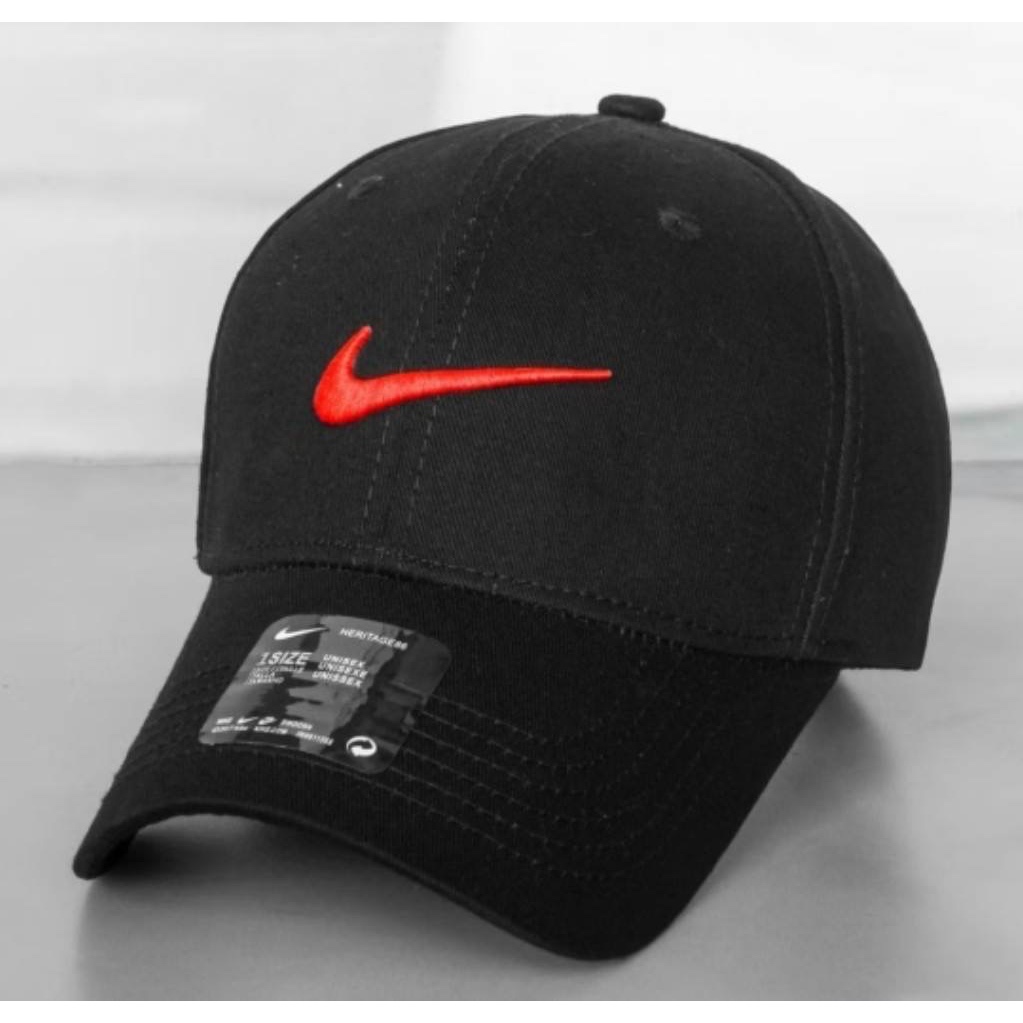 TOPI BASEBALL NIKE RED LOGO ORIGINAL BLACK CAPS / TOPI PRIA WANITA / TOPI FULL SET