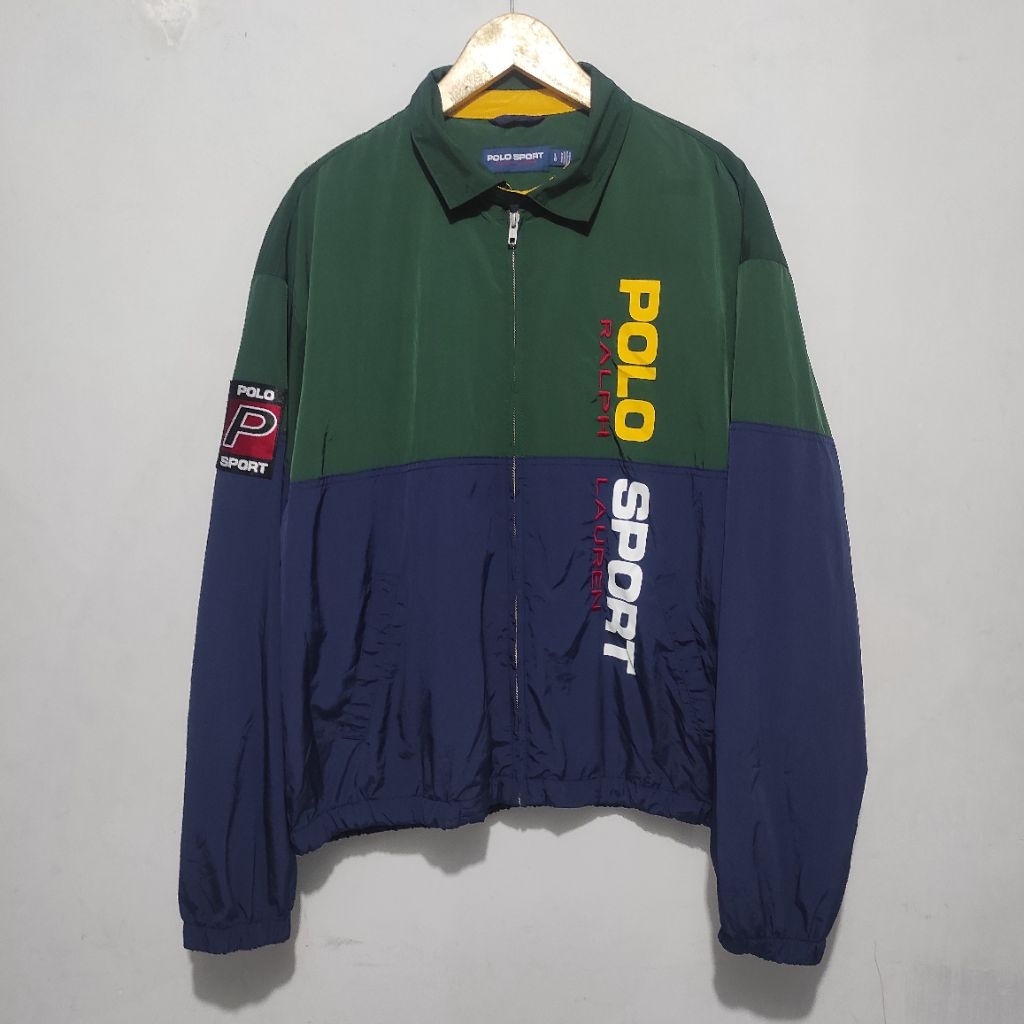 Polo Ralph Lauren (Polo Sport) Green and navy colour block windbreaker jacket L