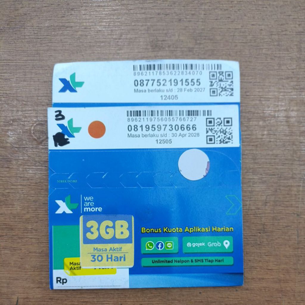 Perdana Xl 5G Cantik Triple free quota 3GB Segel Resmi