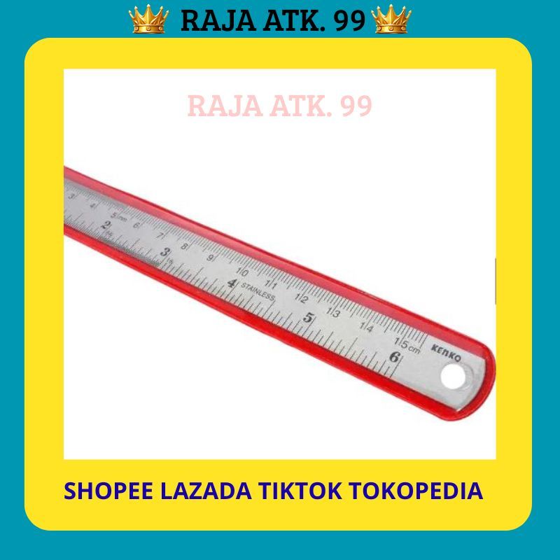 PENGGGARIS BESI/MISTAR STAINLESS PENGUKUR BESI MEREK KENKO 15CM Alat Penggaris