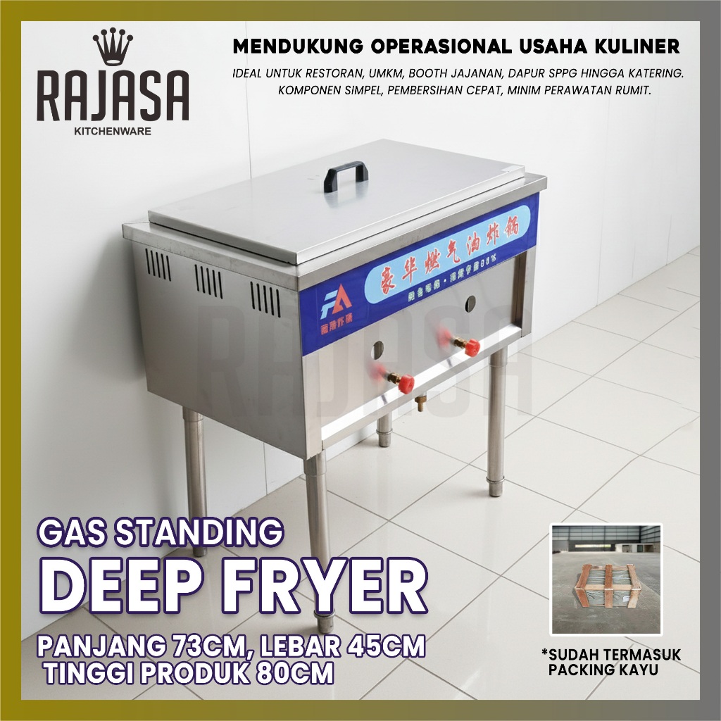 Gas Standing Fryer Stainless Steel 1 Tank Anti Karat INCLUDE PACKING KAYU | Mesin Deep Fryer Gas Sta