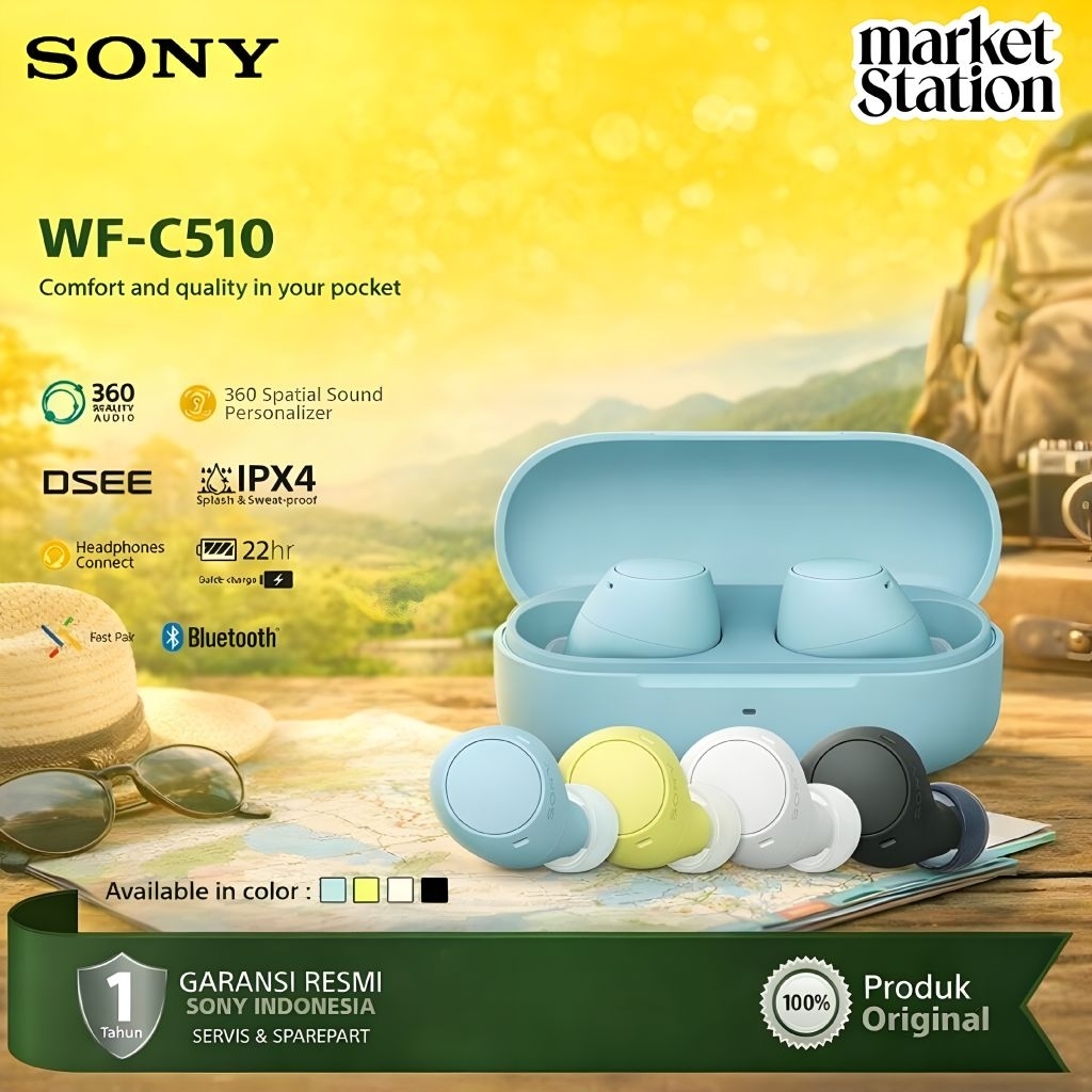 SONY WF-C510 Truly Wireless Earbuds / WFC510 / WF C510 - Garansi Resmi Sony Indonesia
