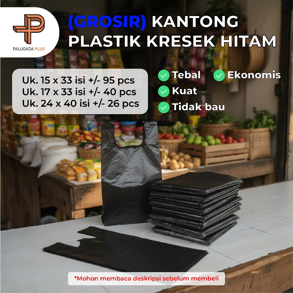 [GROSIR] HD Kantong Plastik Kresek Warna Hitam Ikatan Ukuran 15x33/17x33/24x40 Untuk Plastik Warung 