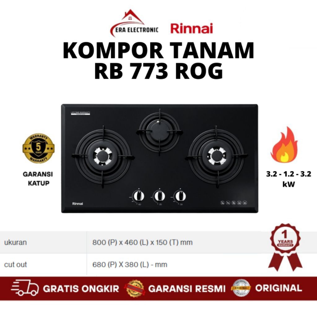 RINNAI KOMPOR TANAM RB 773 RO G / RB 773RO G