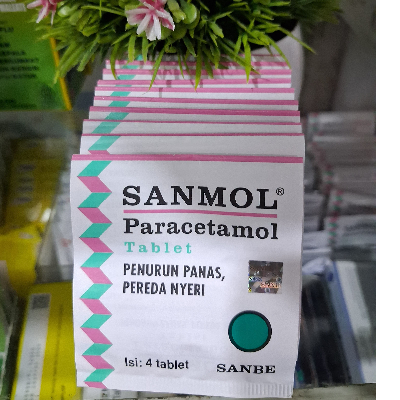 SANMOL Tablet 4 tablet Meredakan Sakit Kepala Gigi Demam Parasetamol 500mg Dewasa Anak