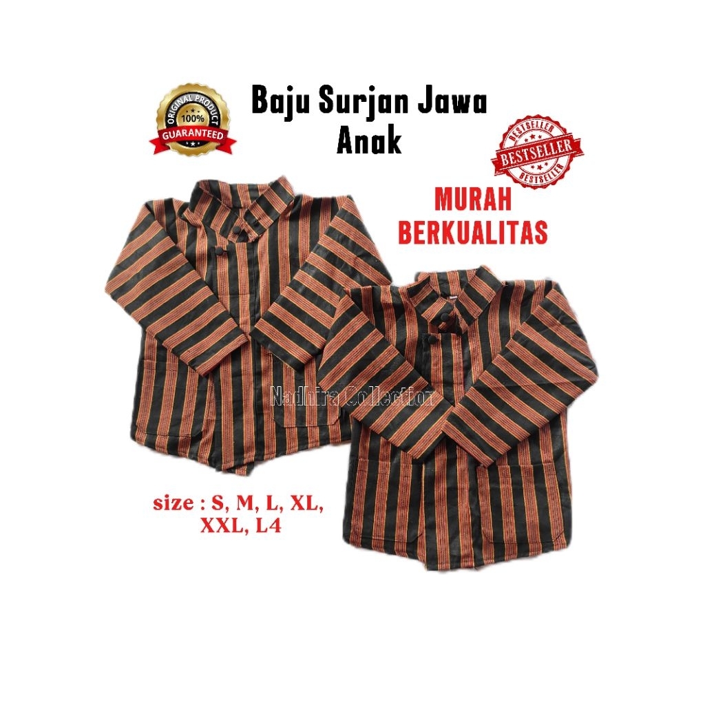 Baju Surjan Lurik Anak | Baju surjan anak | Baju adat jawa | Baju Lurik Anak | Baju surjan jawa