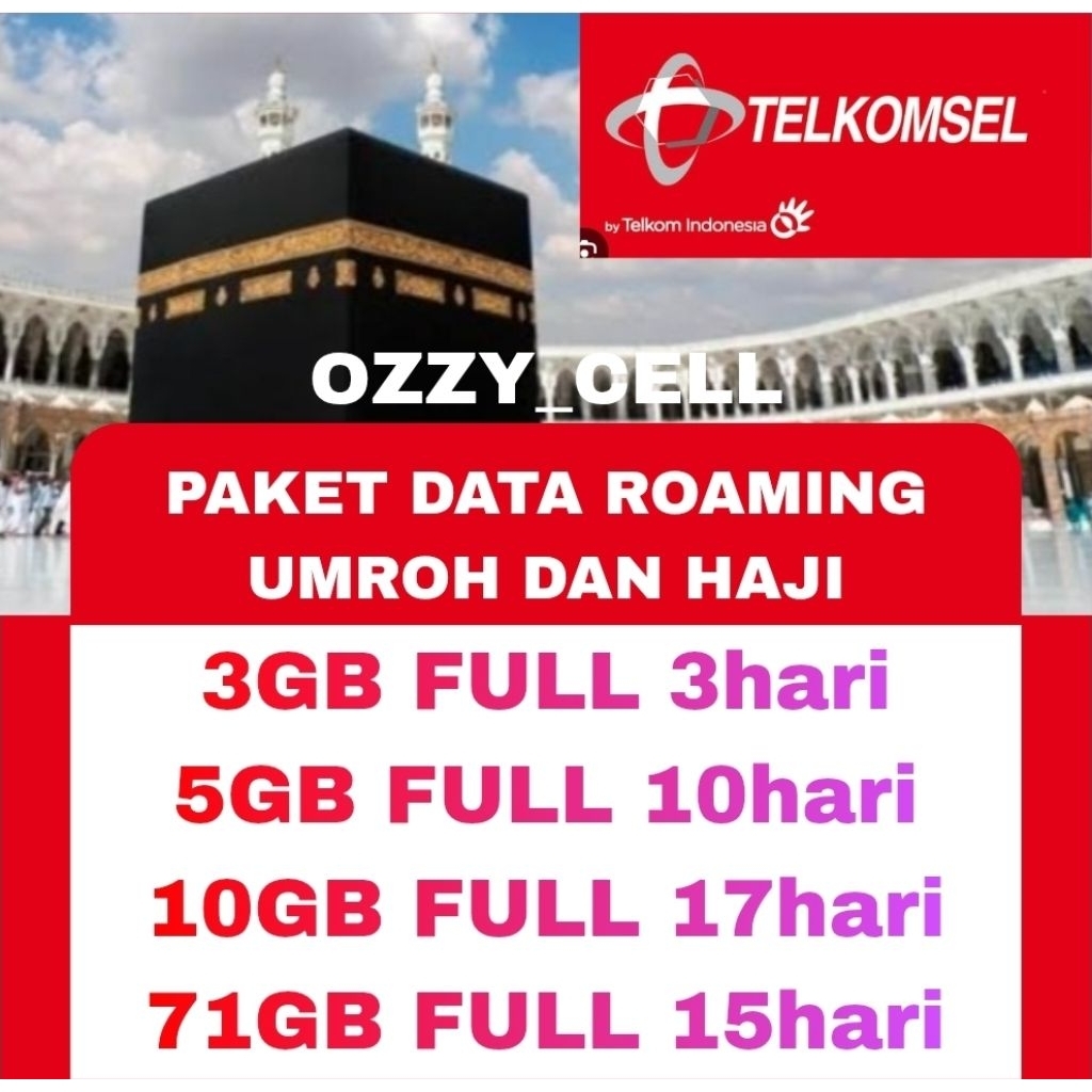 PROMO PAKET DATA ROAMING TELKOMSEL HAJI DAN UMROH ROAMING INTERNASIONAL OZZY CELL