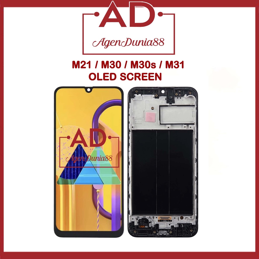 Agendunia88 Lcd Oled For Samsung M30 - M305 - M30S - M21 - M31 OLED +FRAME HITAM
