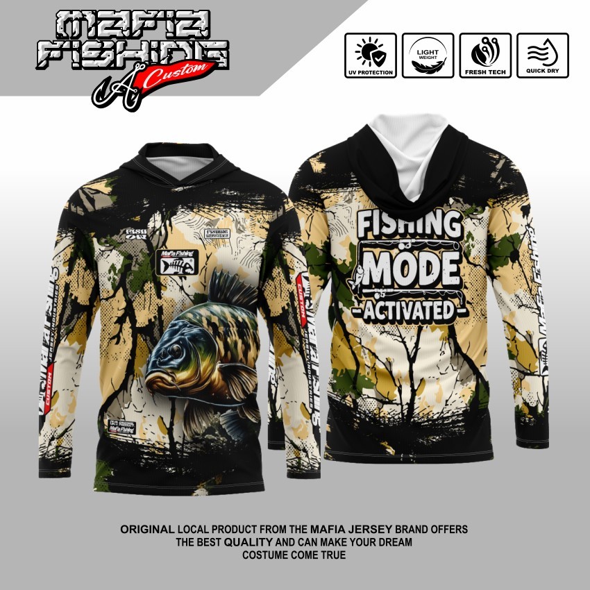 Jersey Mancing Full Print Custom Fishing Mode Activated Model HOODIE/KUPLUK Premium