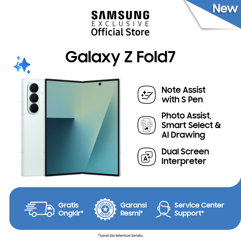 Samsung Galaxy Z Fold7 12/512GB Online Exclusive - Mint | Smartphone AI | Hp Lipat Tipis | Kamera 20