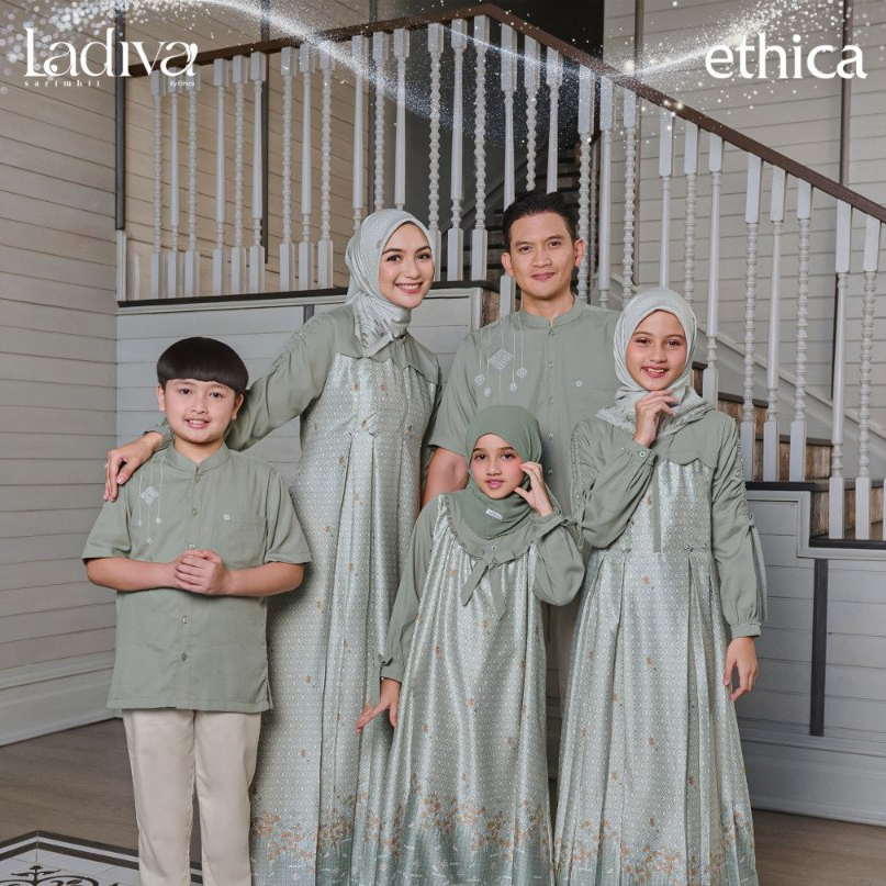 Ethica - Serenity Leaf Set Family Seragam Keluarga Lebaran Set Family Couple Sage Hijau