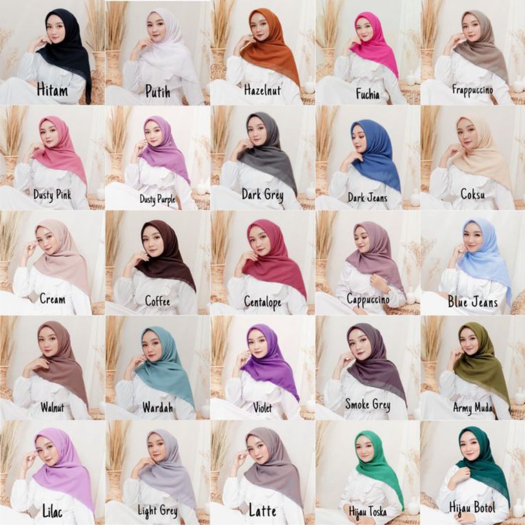 Bugis Hijab Bella Square Polos Adem Lembut Hijab Segi Empat