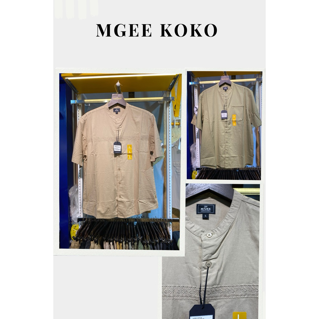 MGEE Kemeja Koko Casual Bahan Katun warna cream & Olive Original MGEE Alfero CKRR 105 cream 104 Oliv