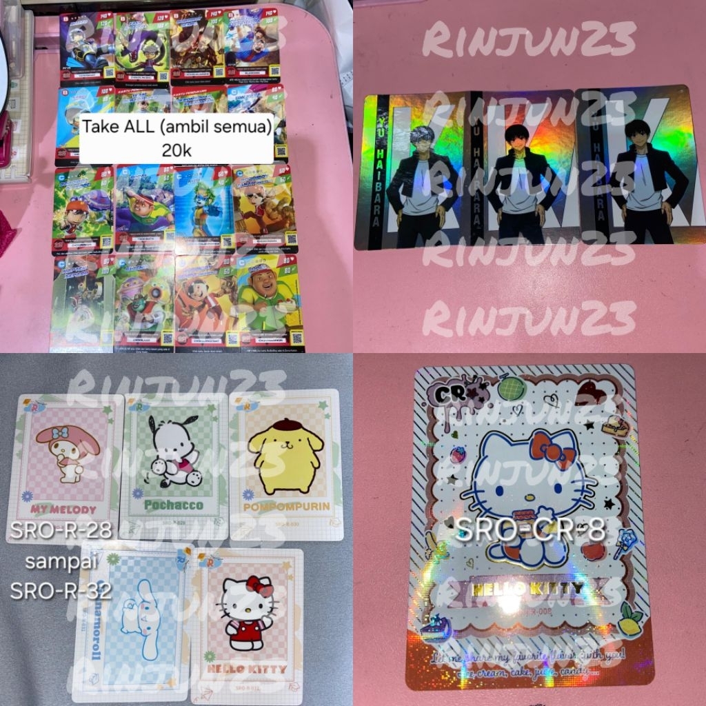 Kartu Sanrio Boboiboy Choki Choki Jujutsu Kaisen JJK Yu haibara Miniso Collectible Card TGC Tranding