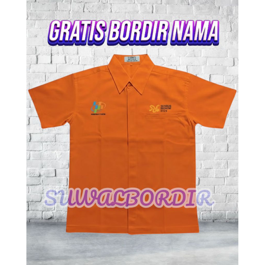 SERAGAM BPS LENGAN PENDEK TERBARU SERAGAM BPS SENSUS EKONOMI KEMEJA SENSUS EKONOMI KEMEJA OREN BPS K