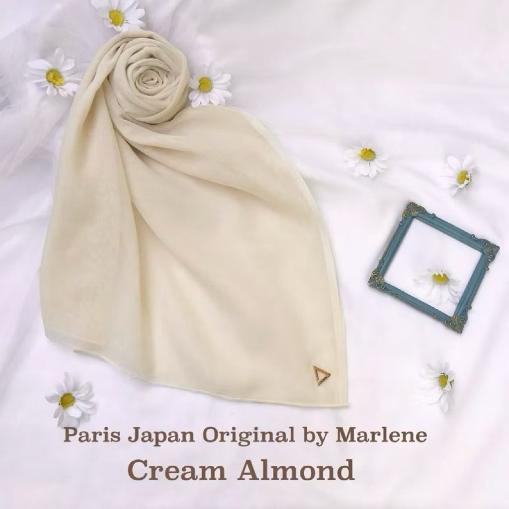 paris japan marlene warna cream almond hijab segi empat premium paris jepang