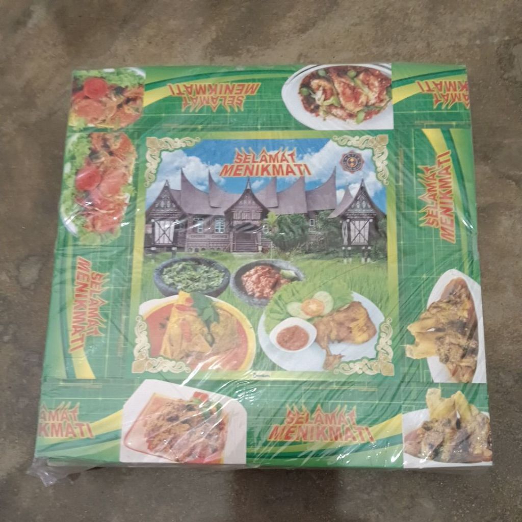 Kotak Nasi Minang / Kotak Nasi Putih Polos / Box Makan Paper uk. 20 x 20 cm (isi 100 lbr)