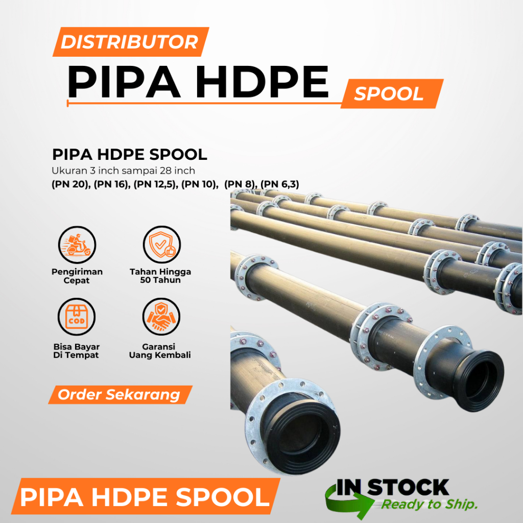 Pipa Spool Hdpe Size 14 Inch / 355mm Pipa Spool Batangan Pipa Hdpe Flange / Stub End