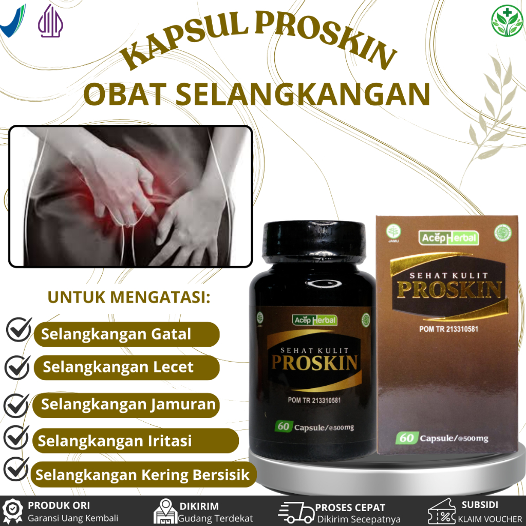 Kapsul Proskin Untuk Gatal Selangkangan, Gatal Selangkangan Paha, Selangkangan Lecet, Kurap Selangka