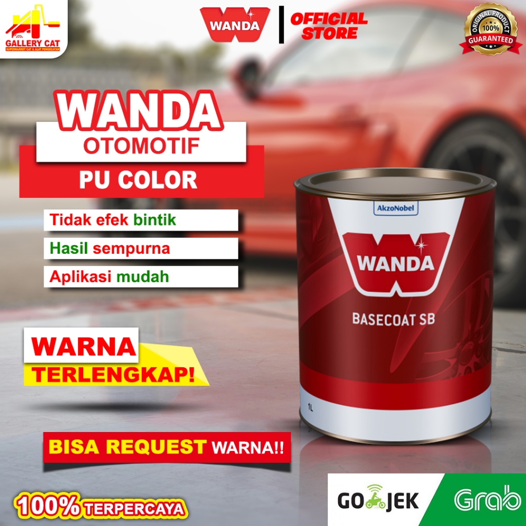Mixing/Oplos Wanda basecoat SB Cat Warna SOLID  DEEP BLACK 3800/PU/cat motor/cat otomotif