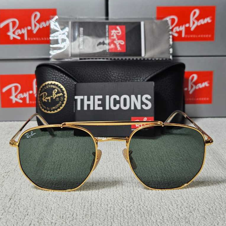 Kacamata Rayban The MARSHAL RB3648 OO1 Gold Lens Green Original