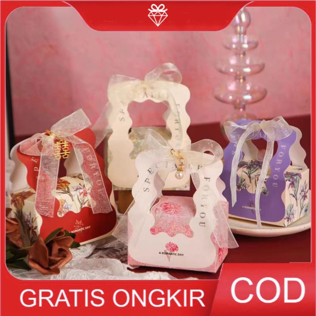 Gift Box Souvenir Wedding - Kotak Kado Kecil Ulang Tahun - Hampers Mini Aesthetic Floral LULU GB081