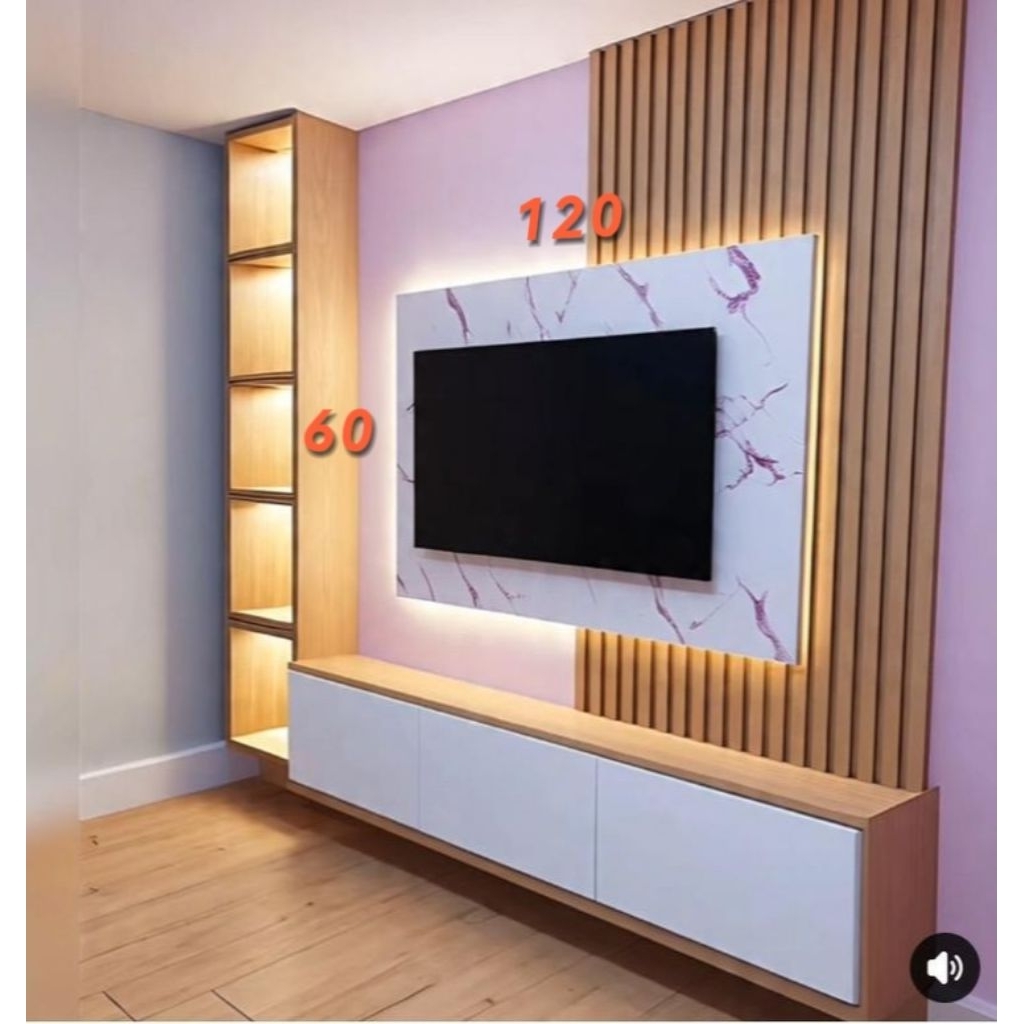 BACKDROP TV DENGAN LAMPU LED/PANEL TV DENGAN LAMPU LED