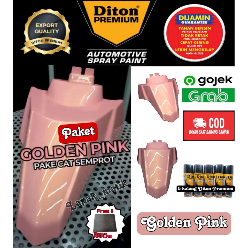 PILOK DITON PREMIUM GOLDEN PINK PAKET CAT SEMPROT DITON PREMIUM SATIN PINK LEMBAYUNG EMAS